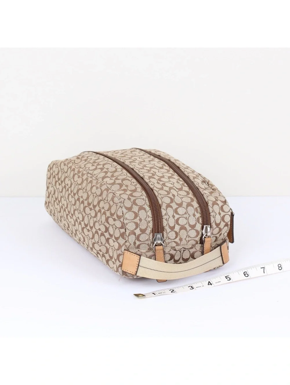 Vintage Coach Signature Canvas Double Zip Dopp Kit Toiletry Travel Bag